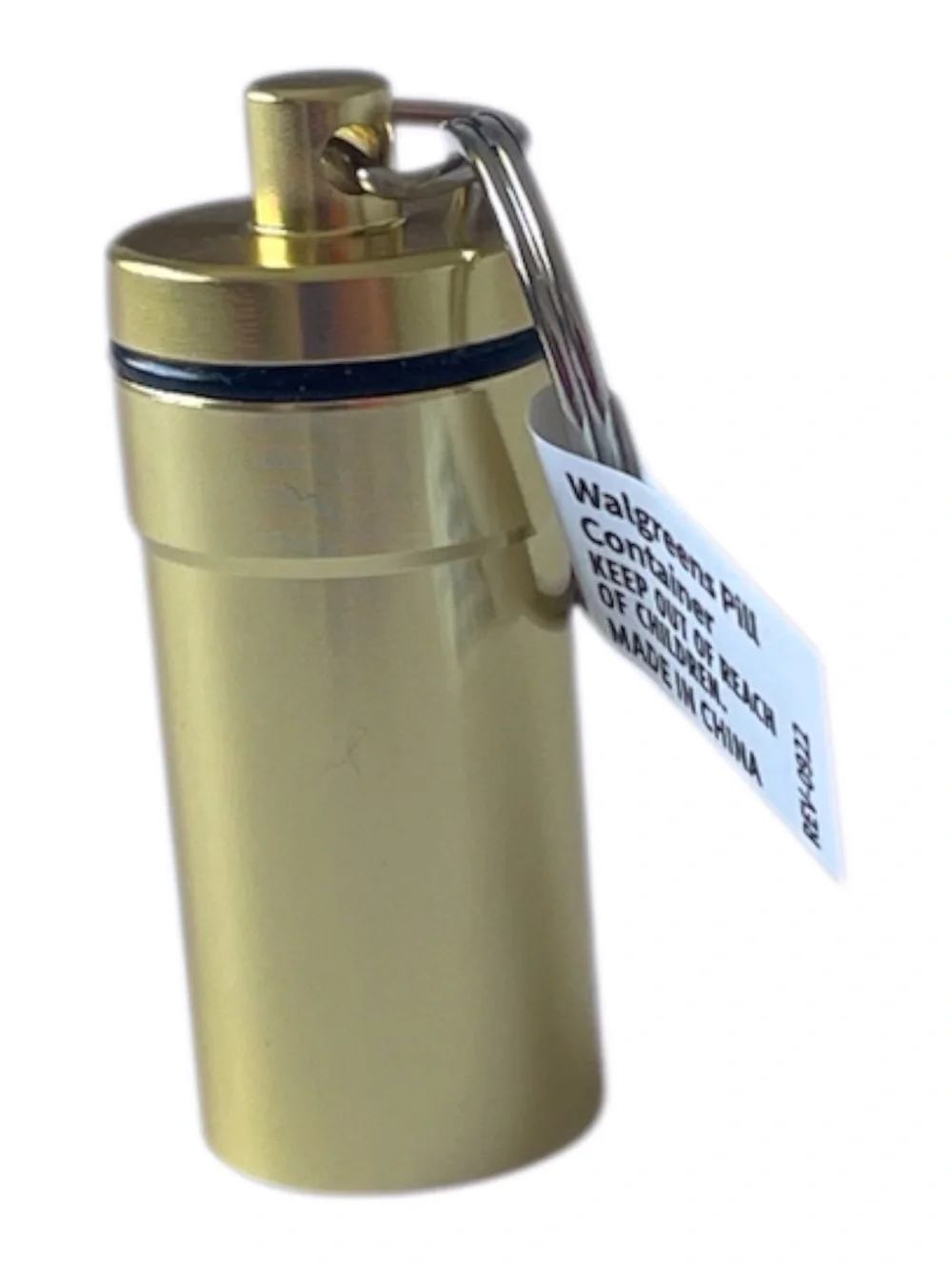 Brand New w/ Label Walgreens Gold Tone Peel Container Keychain, H-2 in. B1